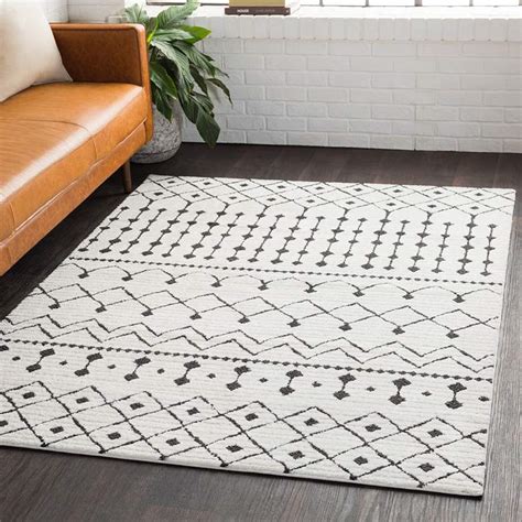 black and white moroccan area rug